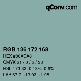 Color code: RGB 136 172 168 | qconv.com