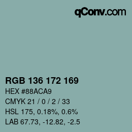 Color code: RGB 136 172 169 | qconv.com