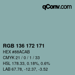 Farbcode: RGB 136 172 171 | qconv.com