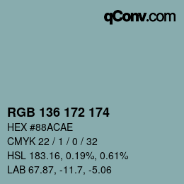 Color code: RGB 136 172 174 | qconv.com