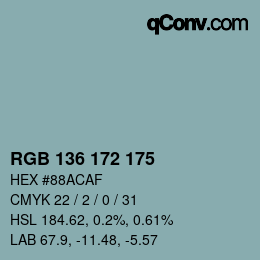 Color code: RGB 136 172 175 | qconv.com