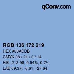 Color code: RGB 136 172 219 | qconv.com