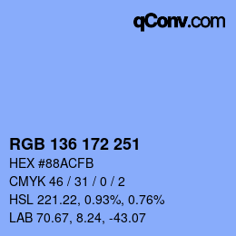 Color code: RGB 136 172 251 | qconv.com