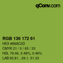 Color code: RGB 136 172 61 | qconv.com