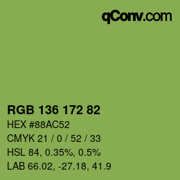 Color code: RGB 136 172 82 | qconv.com