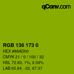 Color code: RGB 136 173 0 | qconv.com