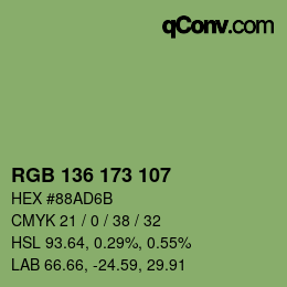 颜色代码: RGB 136 173 107 | qconv.com