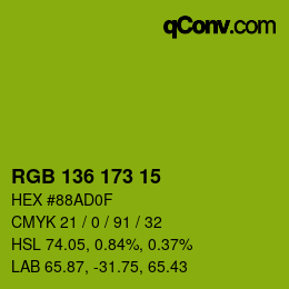 Color code: RGB 136 173 15 | qconv.com