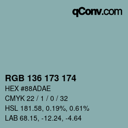 Color code: RGB 136 173 174 | qconv.com