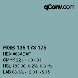 Color code: RGB 136 173 175 | qconv.com