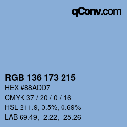 Color code: RGB 136 173 215 | qconv.com
