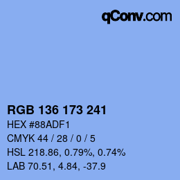 Color code: RGB 136 173 241 | qconv.com