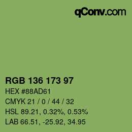 Color code: RGB 136 173 97 | qconv.com