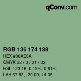 Color code: RGB 136 174 138 | qconv.com