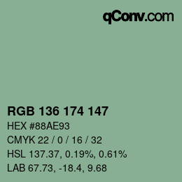 Color code: RGB 136 174 147 | qconv.com