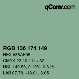 Code couleur: RGB 136 174 149 | qconv.com