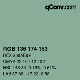 Color code: RGB 136 174 153 | qconv.com