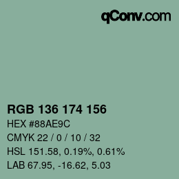 Color code: RGB 136 174 156 | qconv.com