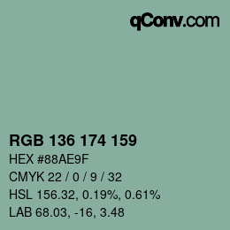 Color code: RGB 136 174 159 | qconv.com