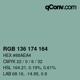 Color code: RGB 136 174 164 | qconv.com