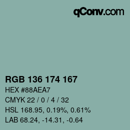 Color code: RGB 136 174 167 | qconv.com