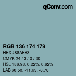 カラーコード: RGB 136 174 179 | qconv.com