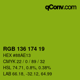 Color code: RGB 136 174 19 | qconv.com