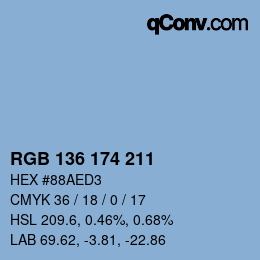 Color code: RGB 136 174 211 | qconv.com