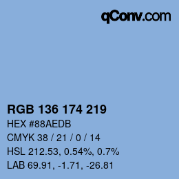 カラーコード: RGB 136 174 219 | qconv.com