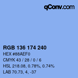 Color code: RGB 136 174 240 | qconv.com