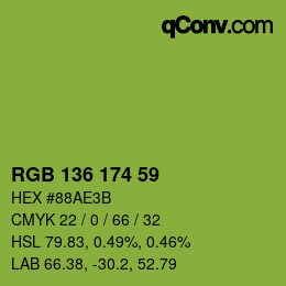 Color code: RGB 136 174 59 | qconv.com