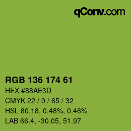Color code: RGB 136 174 61 | qconv.com