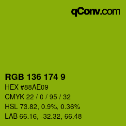 Color code: RGB 136 174 9 | qconv.com