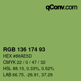 Color code: RGB 136 174 93 | qconv.com