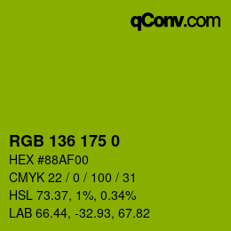 Color code: RGB 136 175 0 | qconv.com