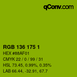 Color code: RGB 136 175 1 | qconv.com