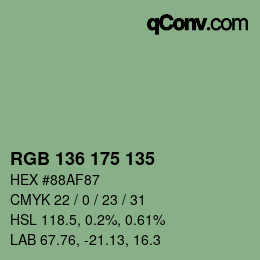 Color code: RGB 136 175 135 | qconv.com