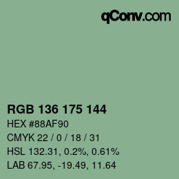 Color code: RGB 136 175 144 | qconv.com