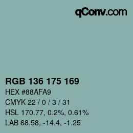 Color code: RGB 136 175 169 | qconv.com