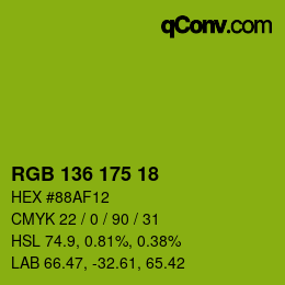Color code: RGB 136 175 18 | qconv.com