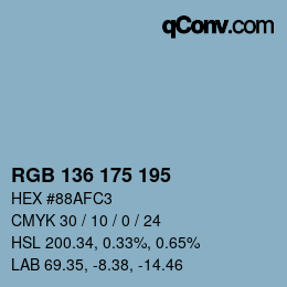 Color code: RGB 136 175 195 | qconv.com