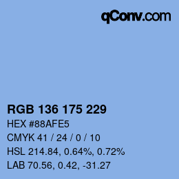 Color code: RGB 136 175 229 | qconv.com