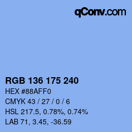 Color code: RGB 136 175 240 | qconv.com