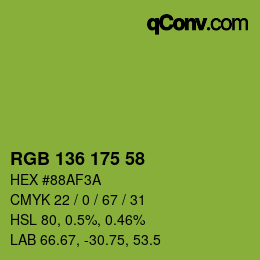 Color code: RGB 136 175 58 | qconv.com