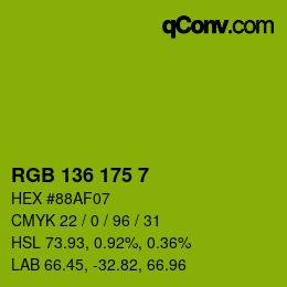 Color code: RGB 136 175 7 | qconv.com