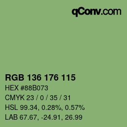 Color code: RGB 136 176 115 | qconv.com