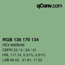 カラーコード: RGB 136 176 134 | qconv.com