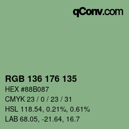 Color code: RGB 136 176 135 | qconv.com