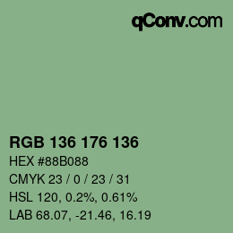 Color code: RGB 136 176 136 | qconv.com