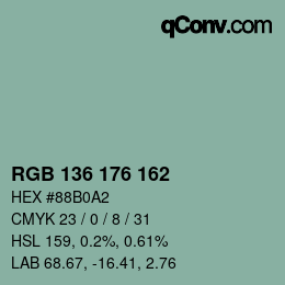 Farbcode: RGB 136 176 162 | qconv.com